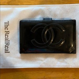 Rare Vintage Black Chanel Logo Wallet